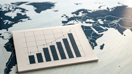 A financial growth chart displayed over a world map, symbolizing global economic trends and analysis.