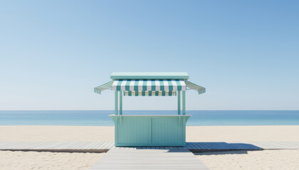 Beachside refreshment stand ocean view serene environment front perspective leisure concept