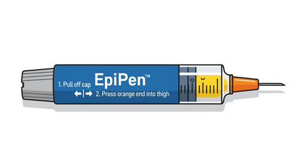 Epipen autoinjector for emergency treatment anaphylaxis, isolated on