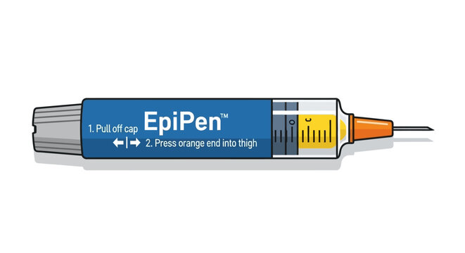 Epipen autoinjector for emergency treatment anaphylaxis, isolated on