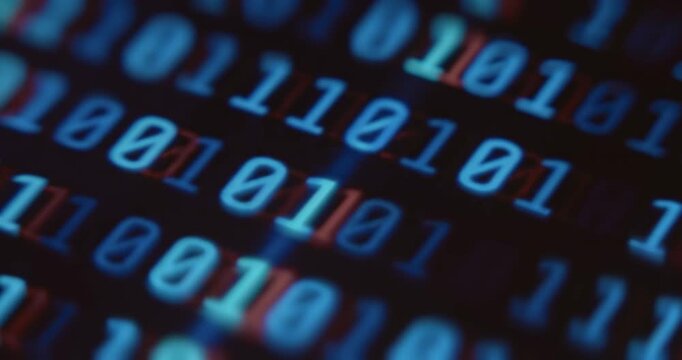 Binary code running, zeroes and ones