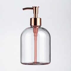 Obraz premium Clear glass pump soap dispenser with rose gold accents (2)