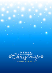 Starry sparkles on blue background for Merry Christmas and New Year greeting card design