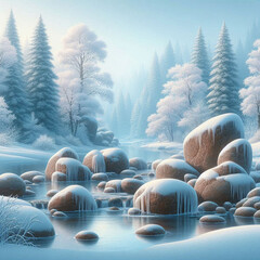 winter landscape with snow