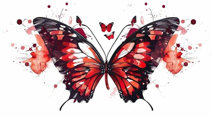Scarlet wings take flight a digital watercolor butterfly creation