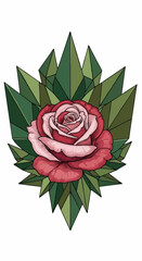 Rose and Crystal Composition - A Blend of Nature and Geometry.
