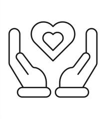 Heart icon in hand. Health hand symbol. Hand holding heart icon. Medicine sign. Vector illustration.

