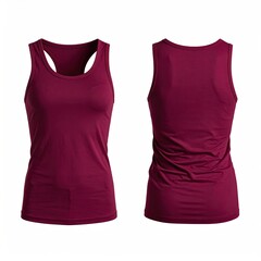 Front and back view of a maroon tank top