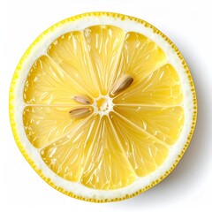 Overhead view of a perfectly round lemon slice