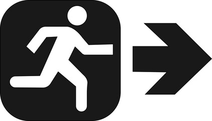 Emergency exit icons.Full set of 22 isolated Emergency exit symbols on green rectangle board. Official ISO 7010 safety signs standard. running man symbol indicating exit direction. © amna