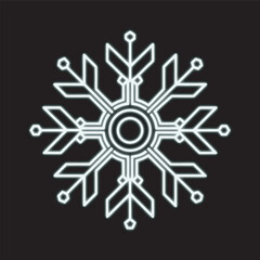 Holo Neon Snowflake Mechanical Engine Silhouette