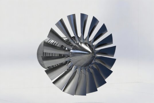 Turbine engineering prototype, precision 3D metallic rotor model with airflow lines
