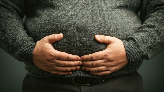 Demonstration of Healthy Belly Fat Management Techniques With Hands Pressing Inward