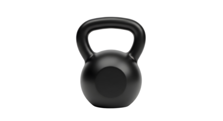 Isolated black kettlebell for strength training isolated on transparent background