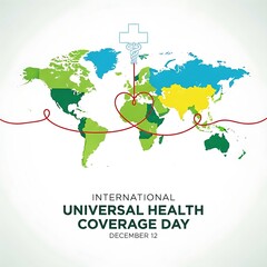 Naklejka premium Global health coverage and universal healthcare day celebration