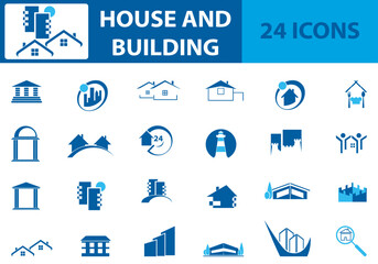 Haus und Geb&auml;ude Icons, H&auml;user Icons, Geb&auml;ude Icons, Icons Sammlung, Icons Set	