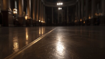 Obraz premium meridian. Brass meridian line embedded in historic observatory floor, polished metal surface. STEM education sheets, lab safety posters, designed for STEM education and laboratory safety posters.