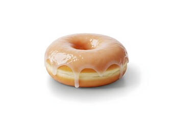 Delicious glazed donut isolated on white background, a sweet treat with a smooth, sugary coating, perfect for a quick snack or dessert