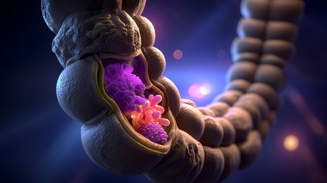 Microvilli damage in ulcerative colitis and cellular response