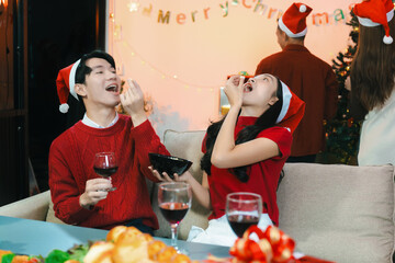 drinks and conversation, social gathering and get together. group and gift exchange at the event,...