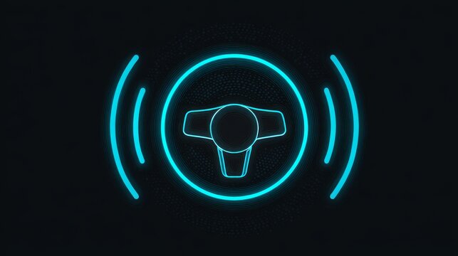 A blue neon light bulb sign is an iconic symbol of futuristic web technology and digital network communication - Powered by Adobe