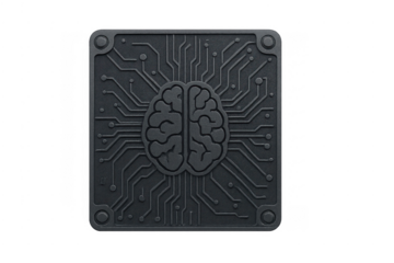 Artificial intelligence brain circuit board concept on transparent background