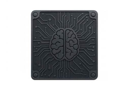 Artificial intelligence brain circuit board concept on transparent background