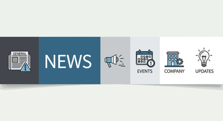 Informative company update banner featuring news, events, operations and important updates
