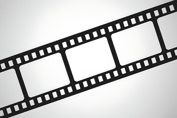 Diagonal Film Strip with Blank Frames on White Background Keywords: film strip, cinema, movie