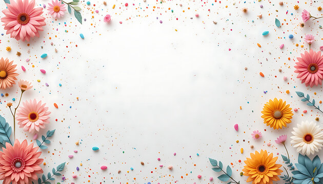 Floral arrangement with pink and orange gerbera daisies on a white background space 4k  and hd image