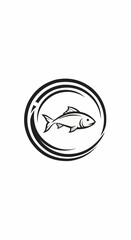 Fish logo design with circular wave pattern, simple and elegant.