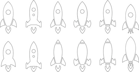 Rocket Icon set Vector represents innovation, exploration, progress, and futuristic technology in clean design. This premium making for business startups, space, digital growth, and creative branding.