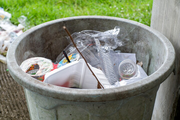 Piles of plastic waste, plastic cups, lots of plastic waste, pollution waste