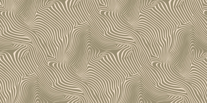 Vector seamless pattern with organic shapes, liquid lines. Abstract rippled texture with fingerprint line. Trendy background with irregular waves, dynamic distorted surface. Repeated stylish design