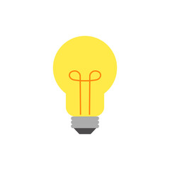 A bright yellow light bulb icon symbolizing a new idea, creativity, and innovation. A simple flat vector graphic representing energy and a solution concept
