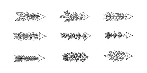Floral Arrows in Pencil Sketch Style for Decorative Art