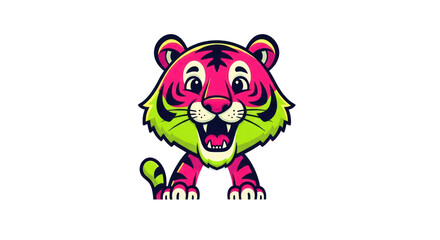 Obraz premium Cartoon Tiger Illustration with Vivid Colors