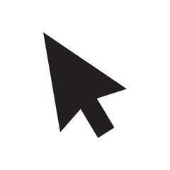Computer mouse click pointer cursor arrow silhouette vector flat illustration design on white background