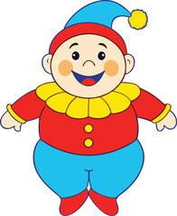 Fototapeta premium Joyful chubby baby clown vibrant color illustration vector scalable eps icon