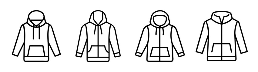 Outline illustration of hooded sweatshirts and zip up hoodies fashion apparel vector design © IsratJahan