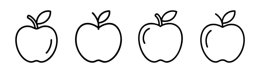 Apple outline drawing vector image for coloring page, fruit illustration, and educational resources
