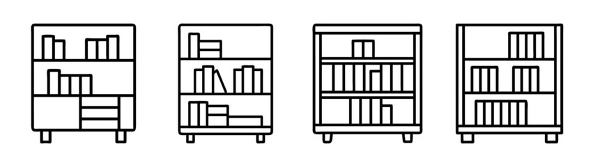 Collection of bookshelf furniture vector illustration for home decor and organization ideas © IsratJahan