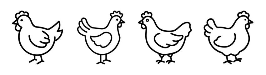 Chicken illustration vector drawing of cute farm animals poultry birds livestock fowl hens roosters