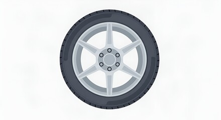 Obraz premium Illustration of a car wheel with tire and rim isolated on white background