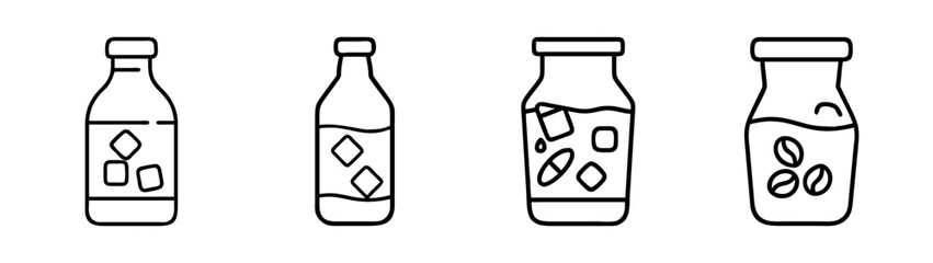 Vector illustration of juice bottles drink bottles beverage bottles outline style design asset set