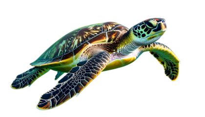 Sea turtle isolated on white background, marine animal illustration, ocean wildlife concept, aquatic creature, endangered species visual, nature and conservation PNG.
