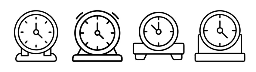 Collection of antique table clocks vector illustration timekeeping devices vintage clocks design 90s style