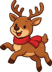 Obraz premium Cute Cartoon Reindeer in Scarf