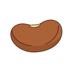 Simple cartoon illustration of a single brown bean isolated on a white background.