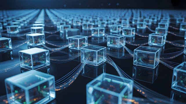 Abstract Network of Glowing Cubes abstract background